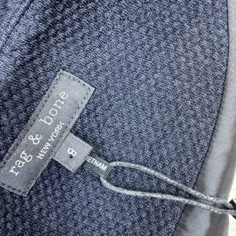 Rag & Bone Mariana Textured Button Front Mini Dress Size 8 Navy Wool Blend $498